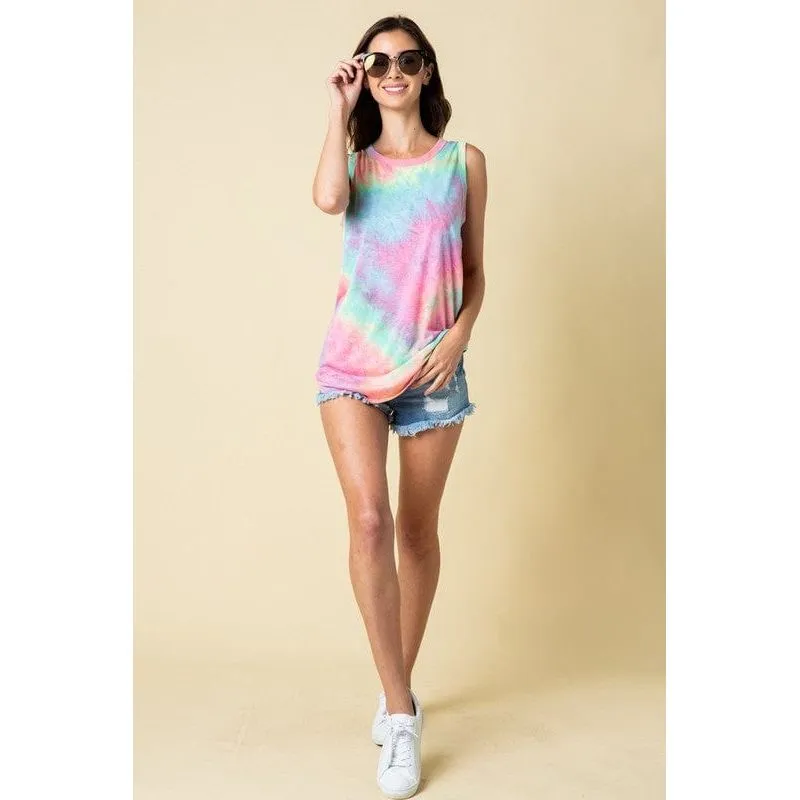 Sleeveless Multi Tie Die Top