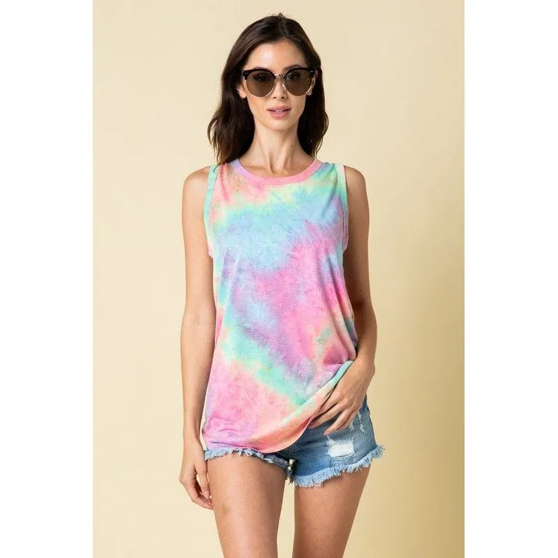 Sleeveless Multi Tie Die Top