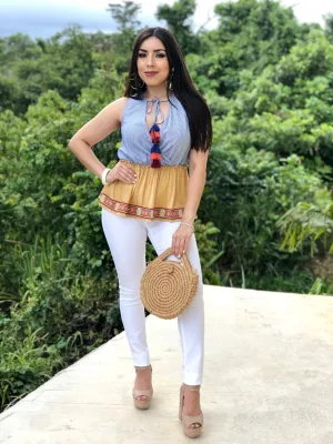 Sleeveless Surplice Top