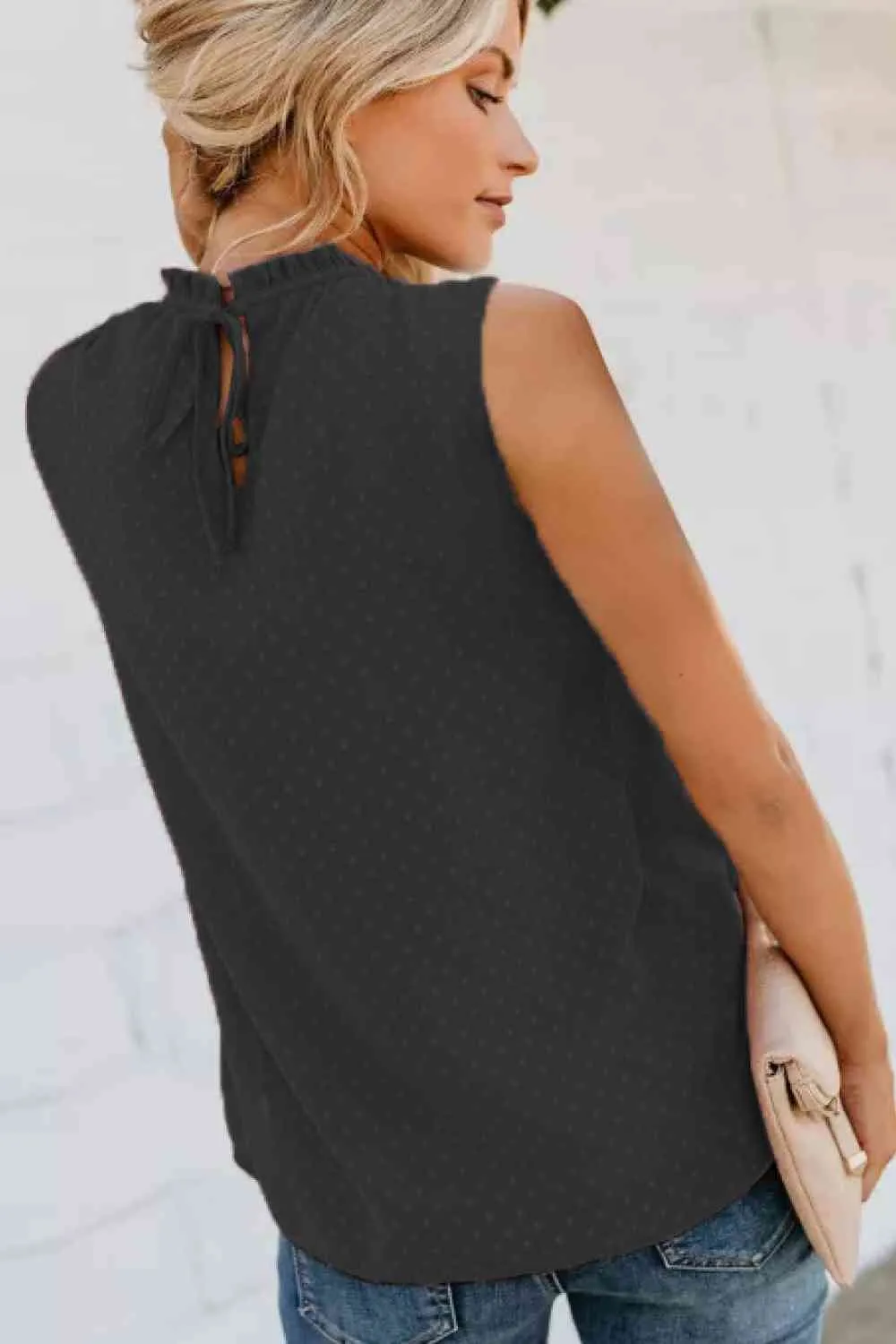 Smocked Tie Back Frill Trim Tank (6 Colors)