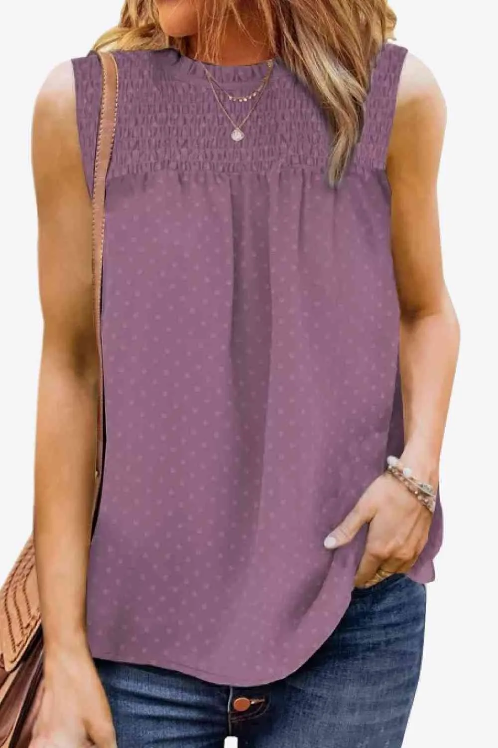 Smocked Tie Back Frill Trim Tank (6 Colors)