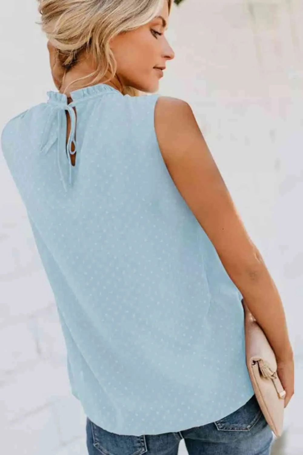 Smocked Tie Back Frill Trim Tank (6 Colors)