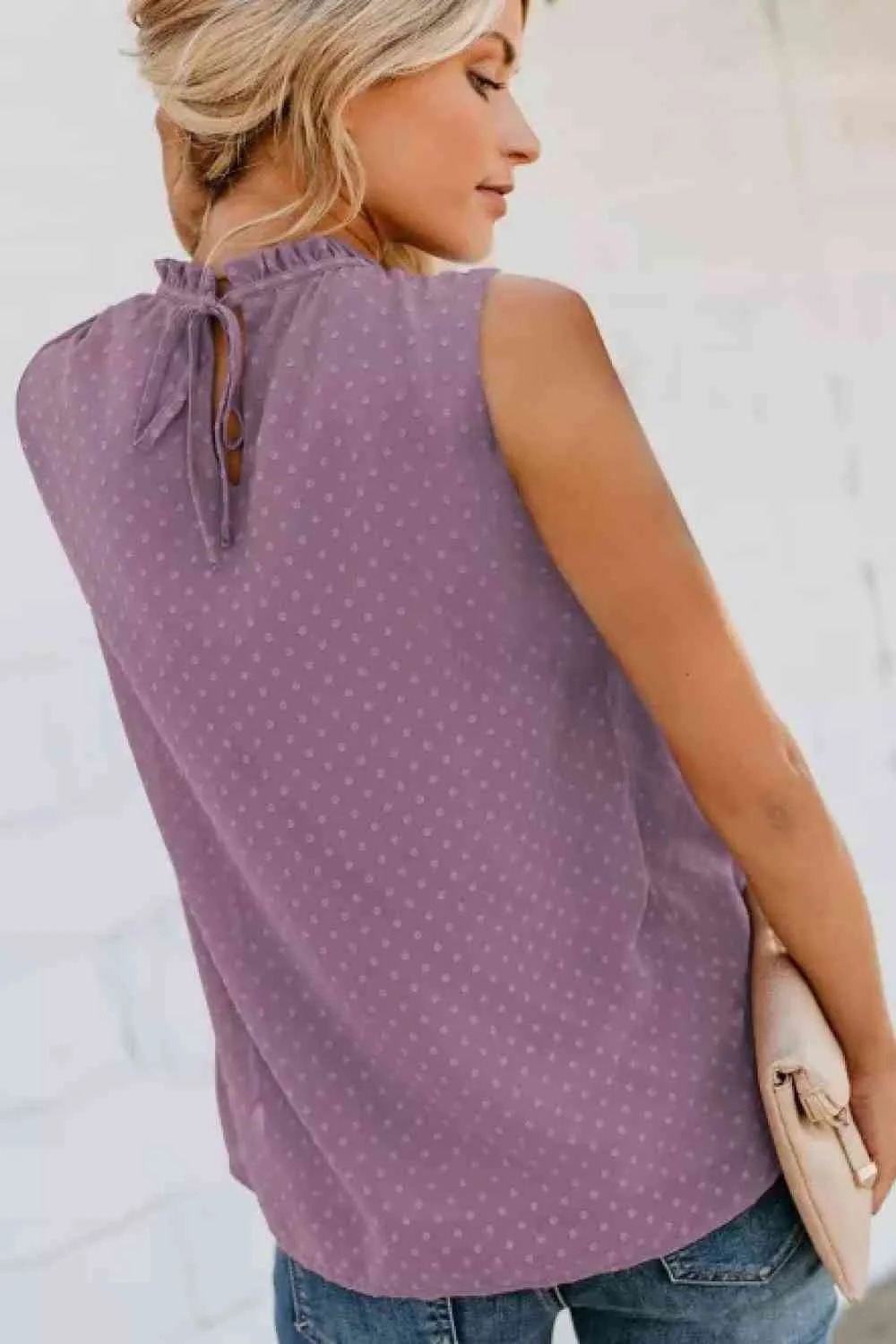 Smocked Tie Back Frill Trim Tank (6 Colors)