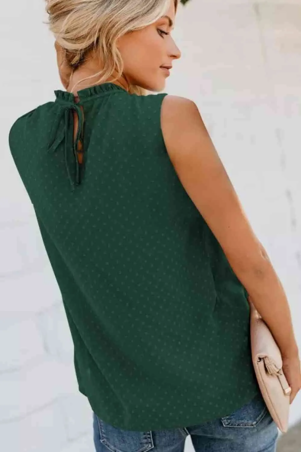 Smocked Tie Back Frill Trim Tank (6 Colors)