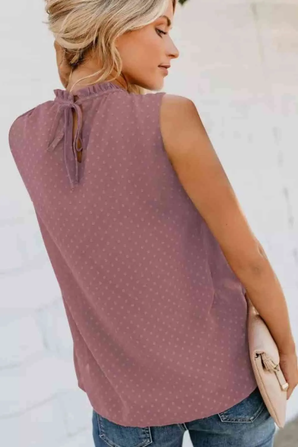Smocked Tie Back Frill Trim Tank (6 Colors)