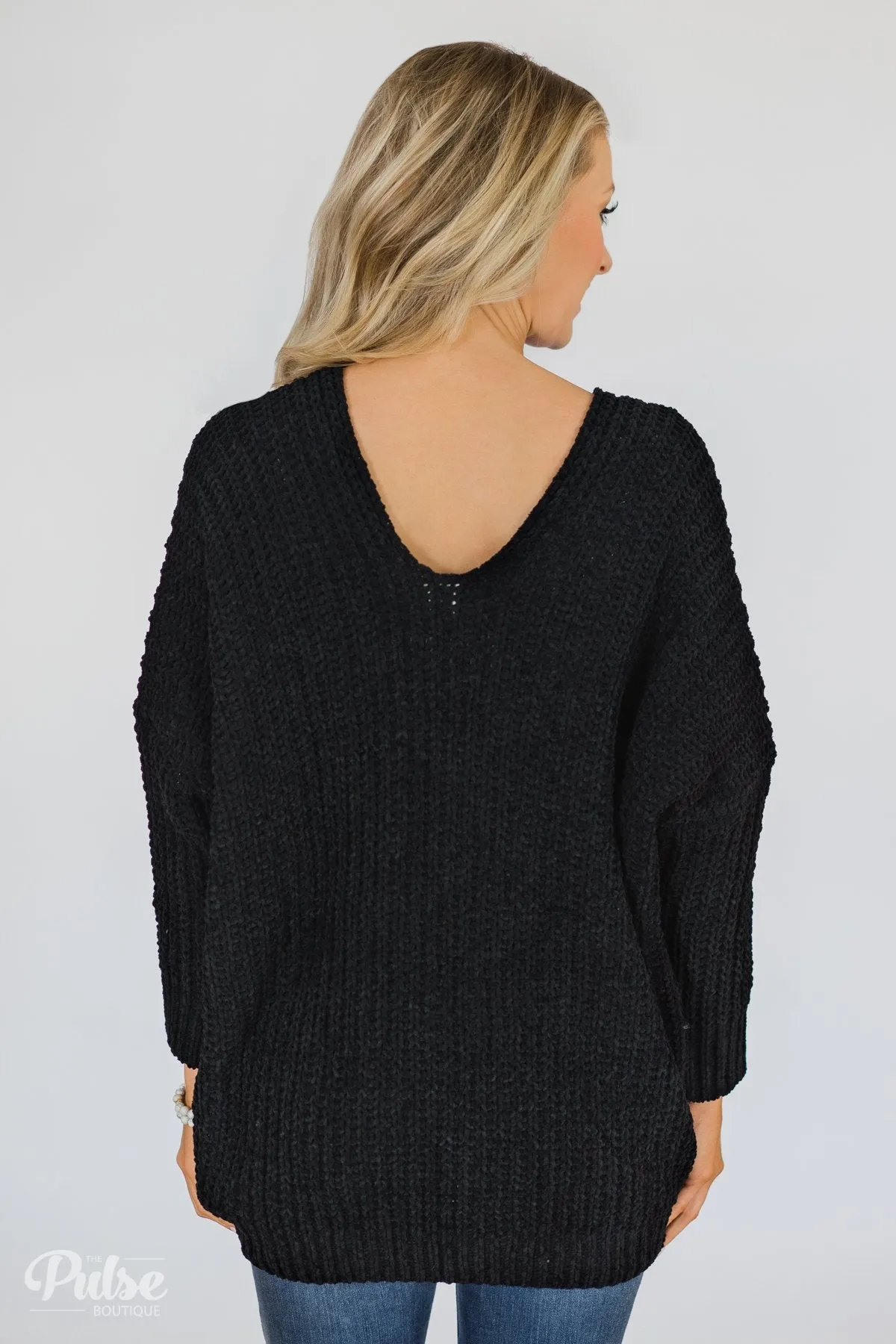 Softly Knitted Chunky Sweater- Black