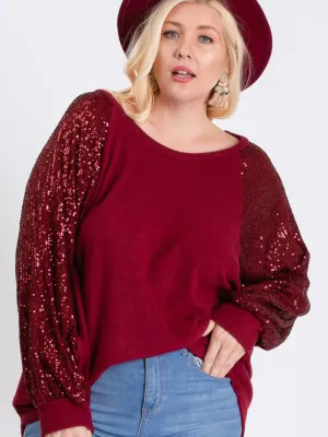 Sparkle & Shine Top PLUS: Burgundy