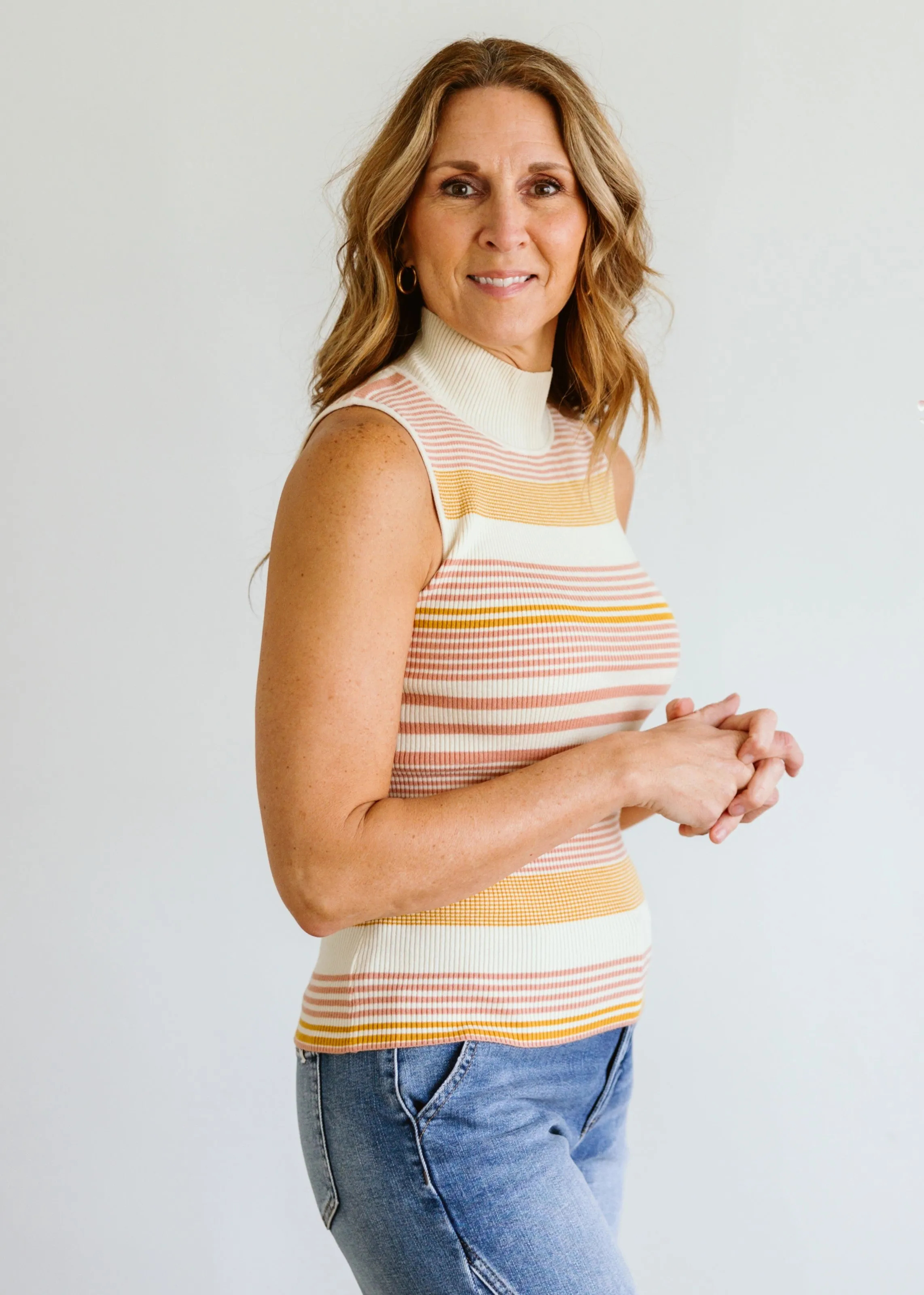 Stripe Mock Neck Top