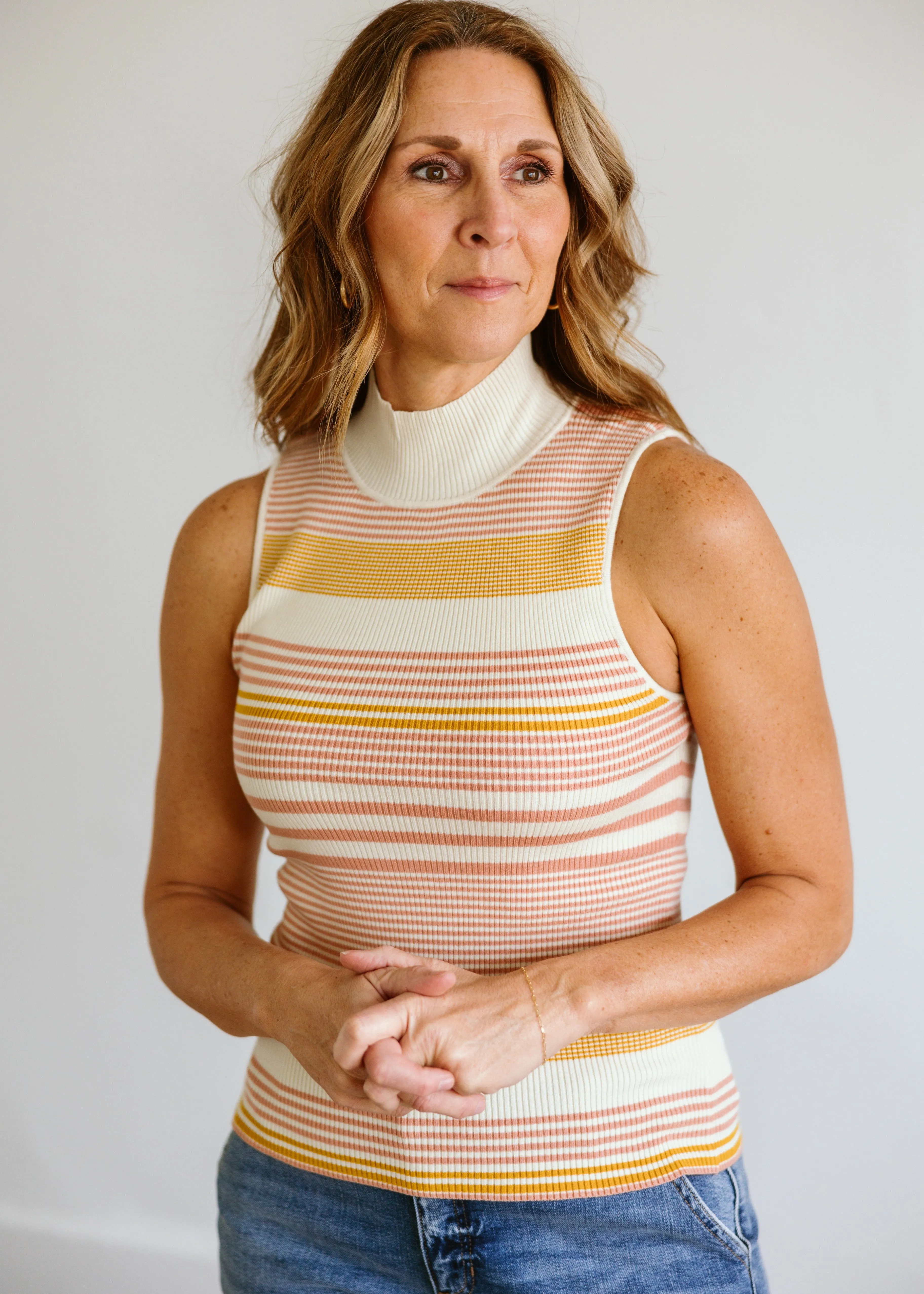Stripe Mock Neck Top
