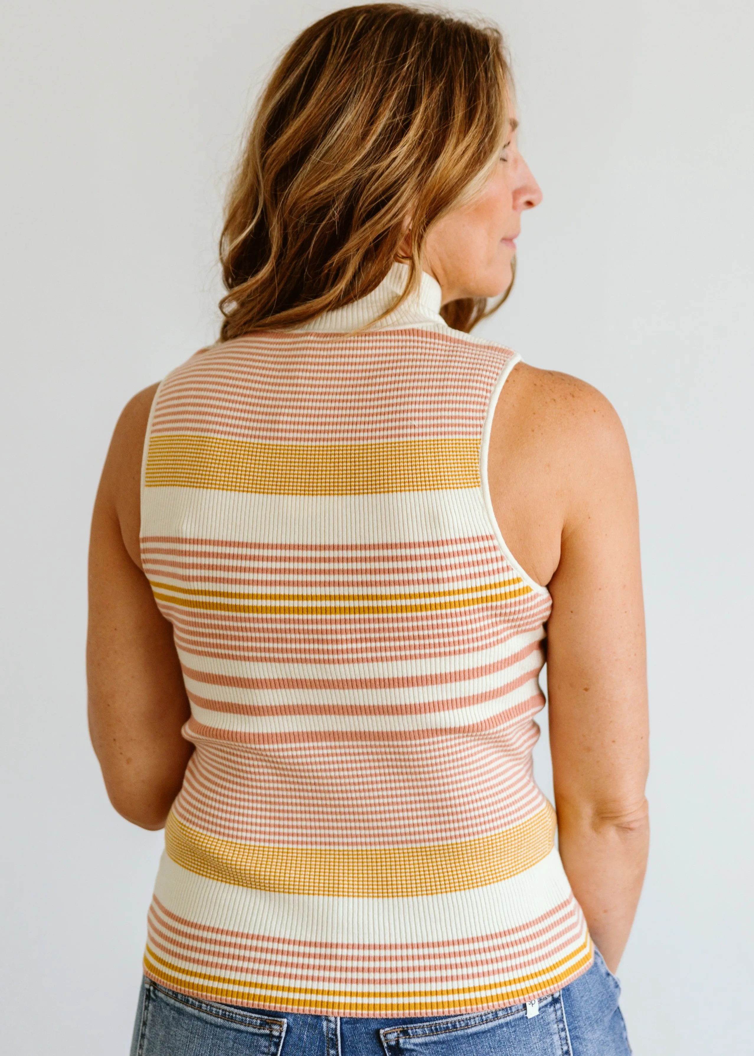 Stripe Mock Neck Top