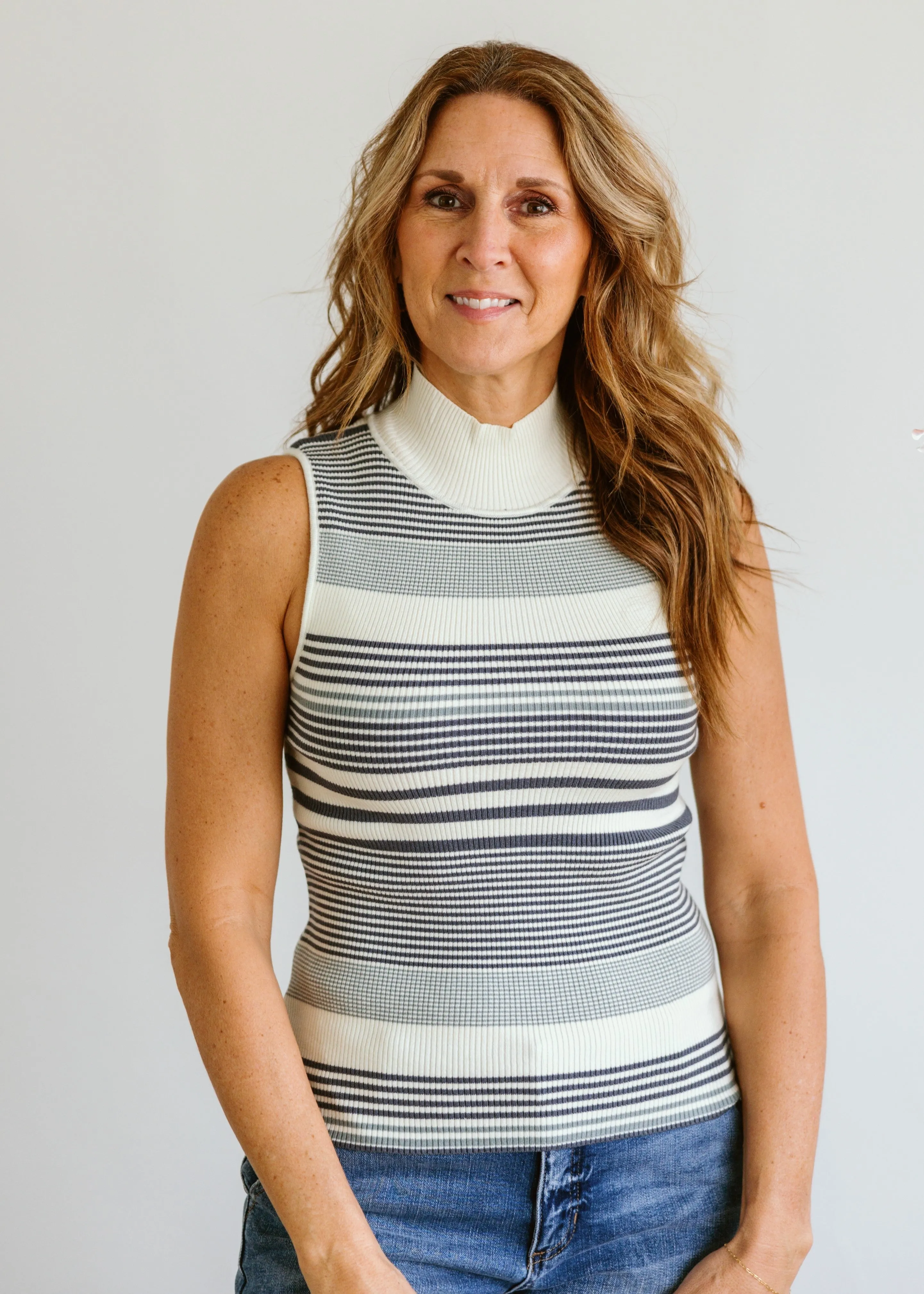 Stripe Mock Neck Top