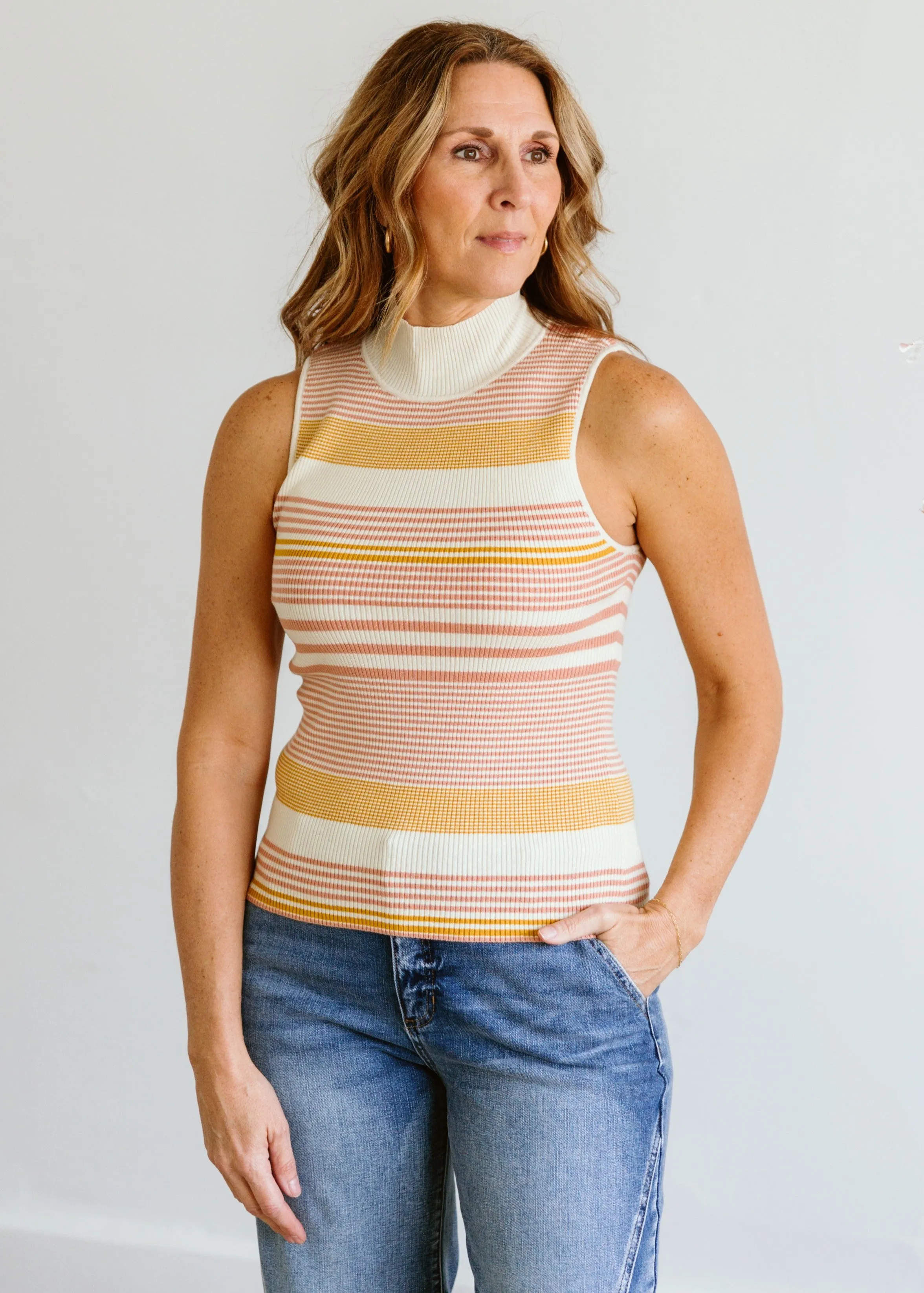 Stripe Mock Neck Top