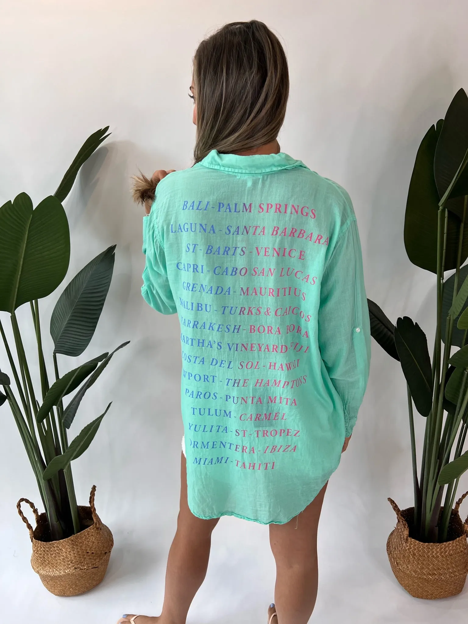 Sundry Destinations Oversized Shirt Bermuda