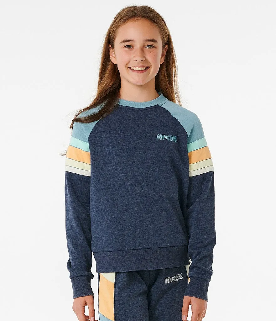 SURF REVIVAL RAGLAN CREW - GIRL - DARK NAVY (AGES 8 & 10)