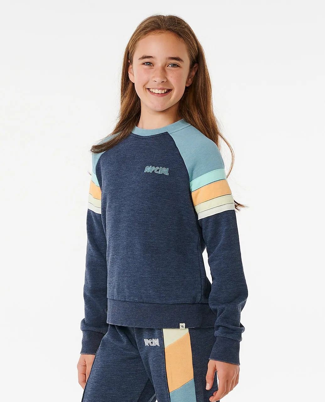 SURF REVIVAL RAGLAN CREW - GIRL - DARK NAVY (AGES 8 & 10)