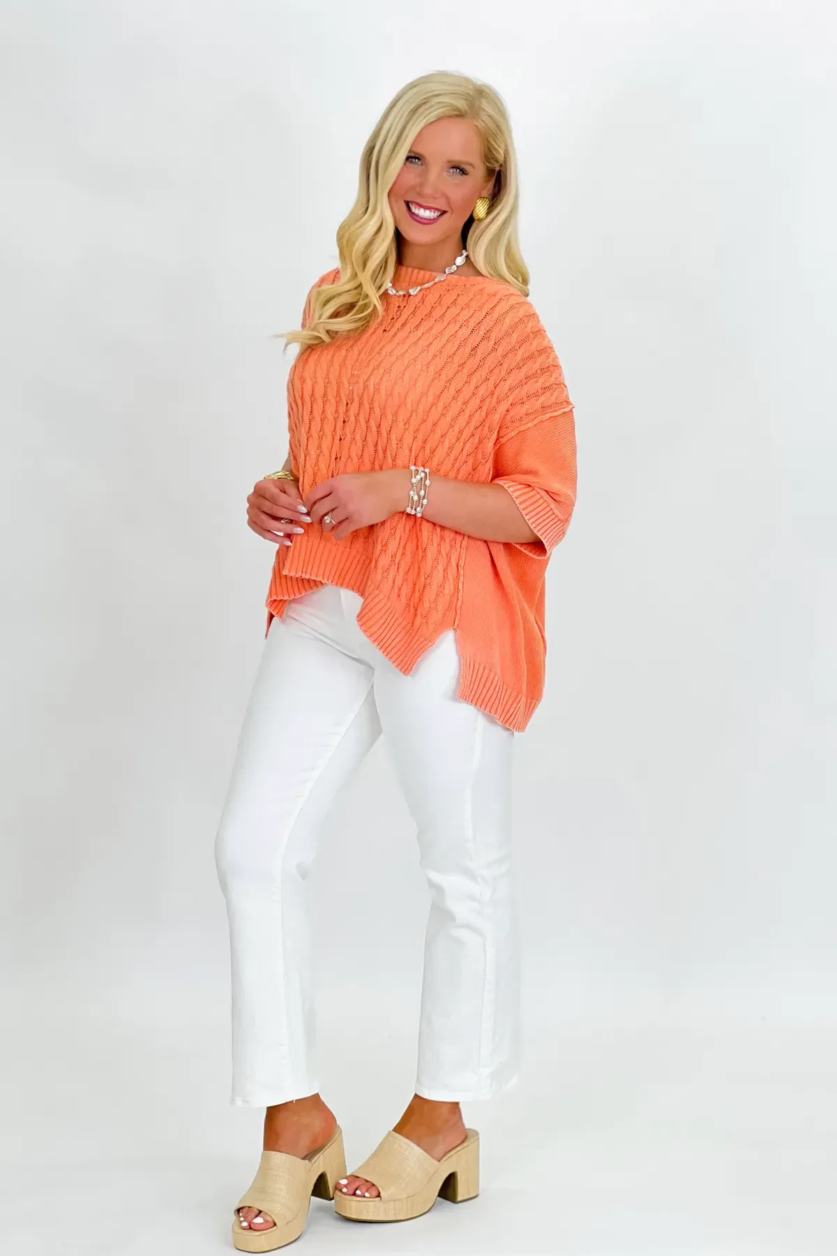 Tangerine Short Sleeve Mineral Wash Top