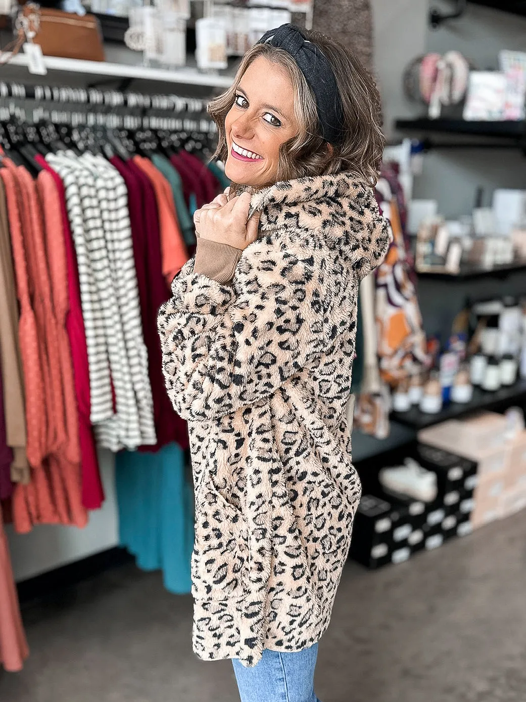 Terry Taupe Leopard Jacket