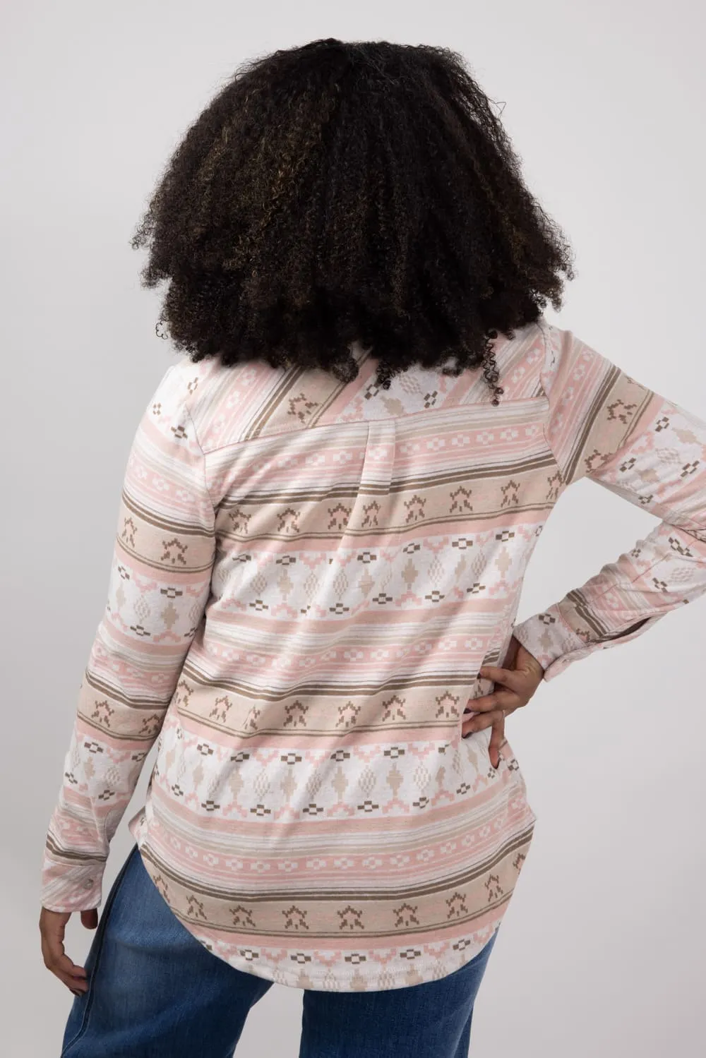Thread & Supply Lewis Soft Luxe Button Up Shirt for Women in Rose Aztec | T1084PVXTS-ROSEAZTEC