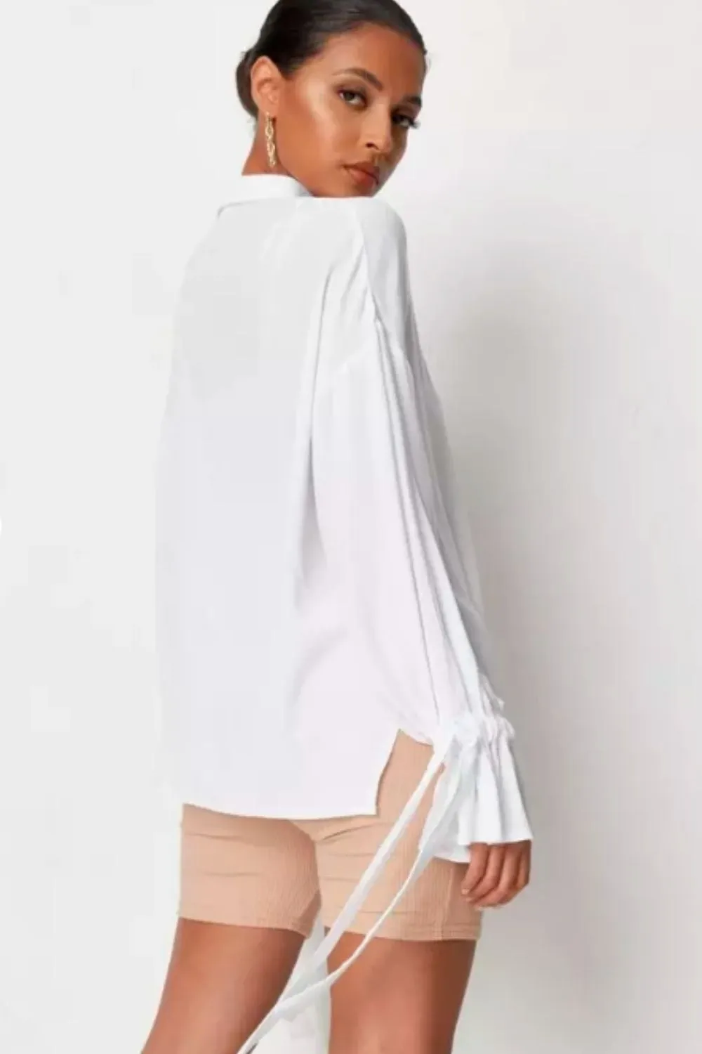 Tie Sleeve Oversized Shirt