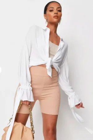 Tie Sleeve Oversized Shirt