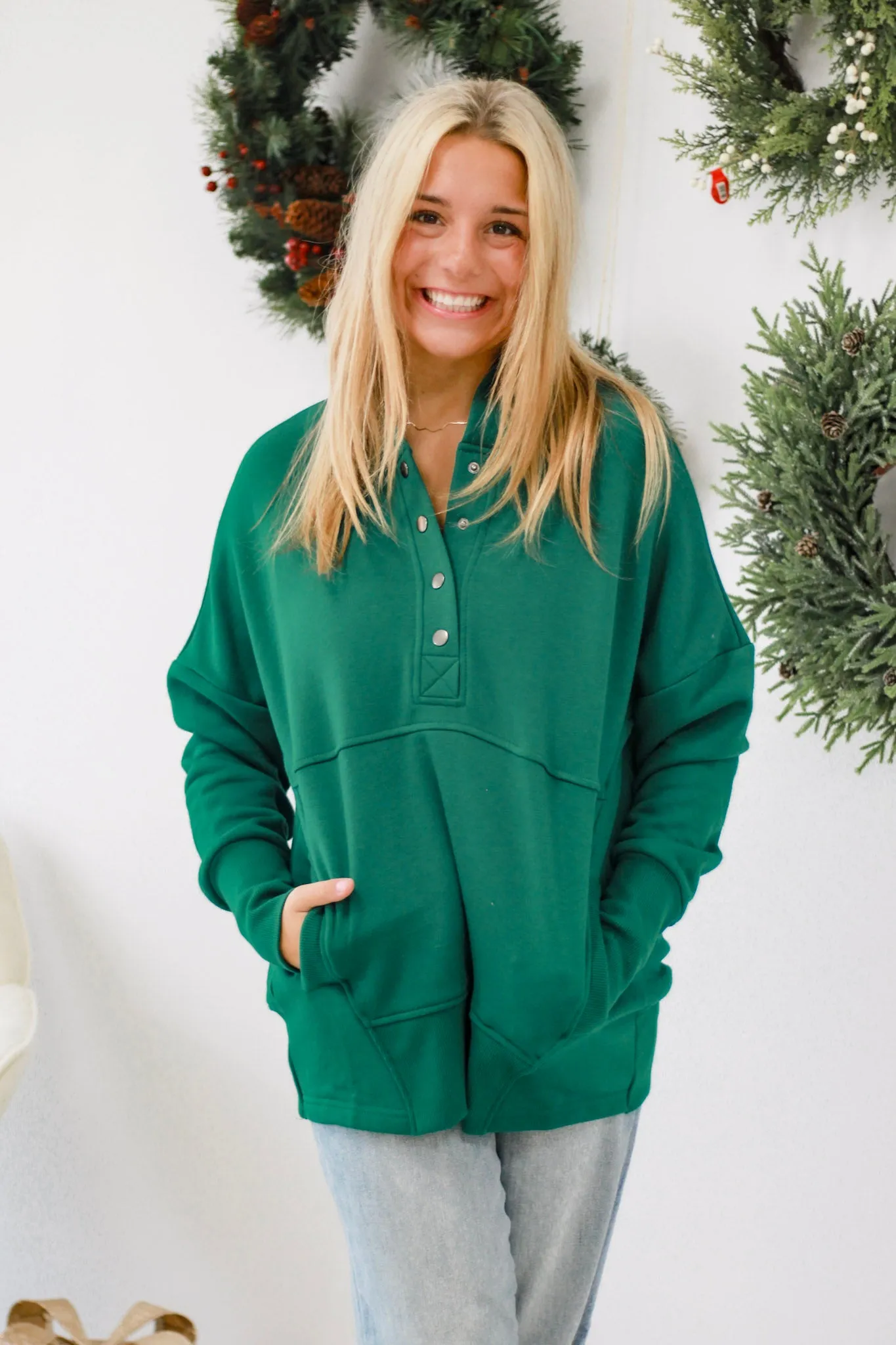 Time after Time Hoodie in Forest Green