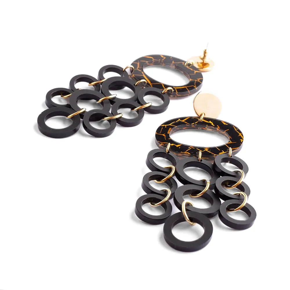 TooLally Oh What A Night Earrings - Black Crackle