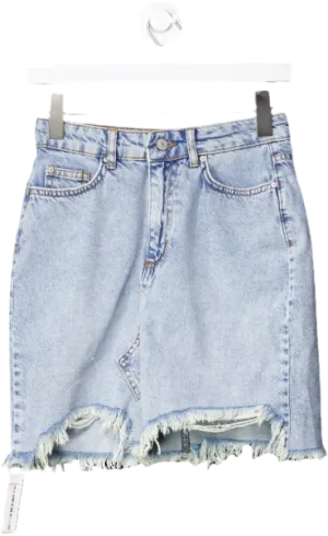 Trendyol Blue Frayed Hem Denim Mini Skirt UK 6