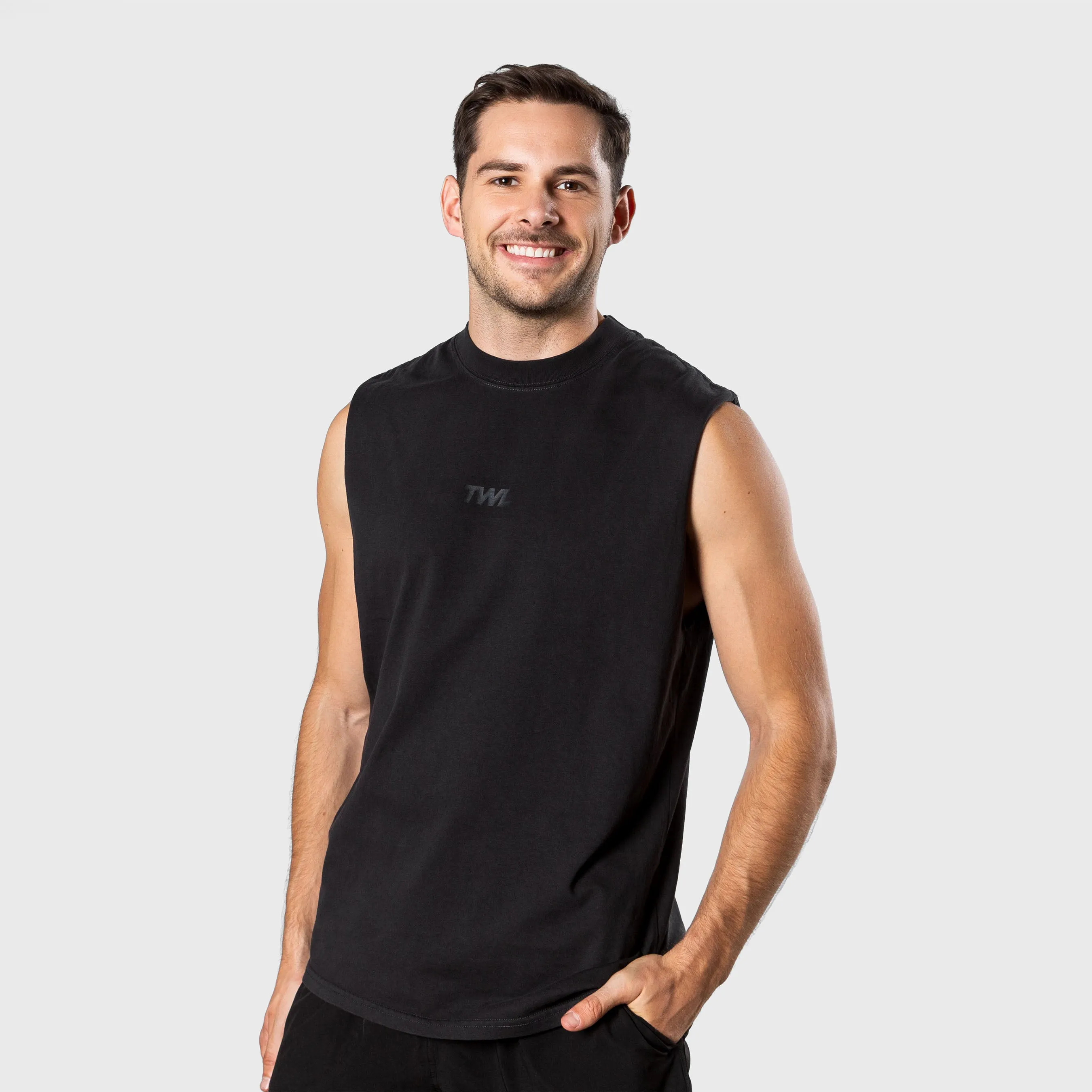 TWL - LIFESTYLE OVERSIZED MUSCLE TANK - WASHED BLACK