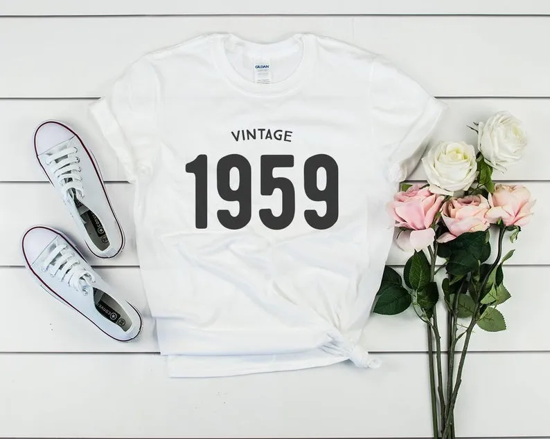 Vintage 1959 Birthday T Shirt  | 65th Birthday Party T-Shirt Cotton