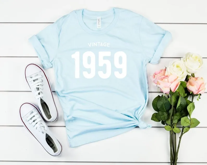 Vintage 1959 Birthday T Shirt  | 65th Birthday Party T-Shirt Cotton
