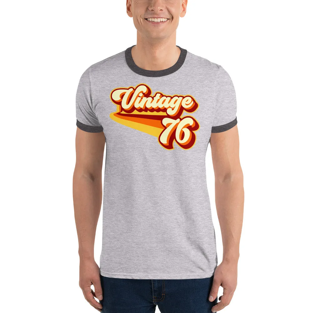 Vintage 1976 Warm Retro Lines Ringer T-Shirt
