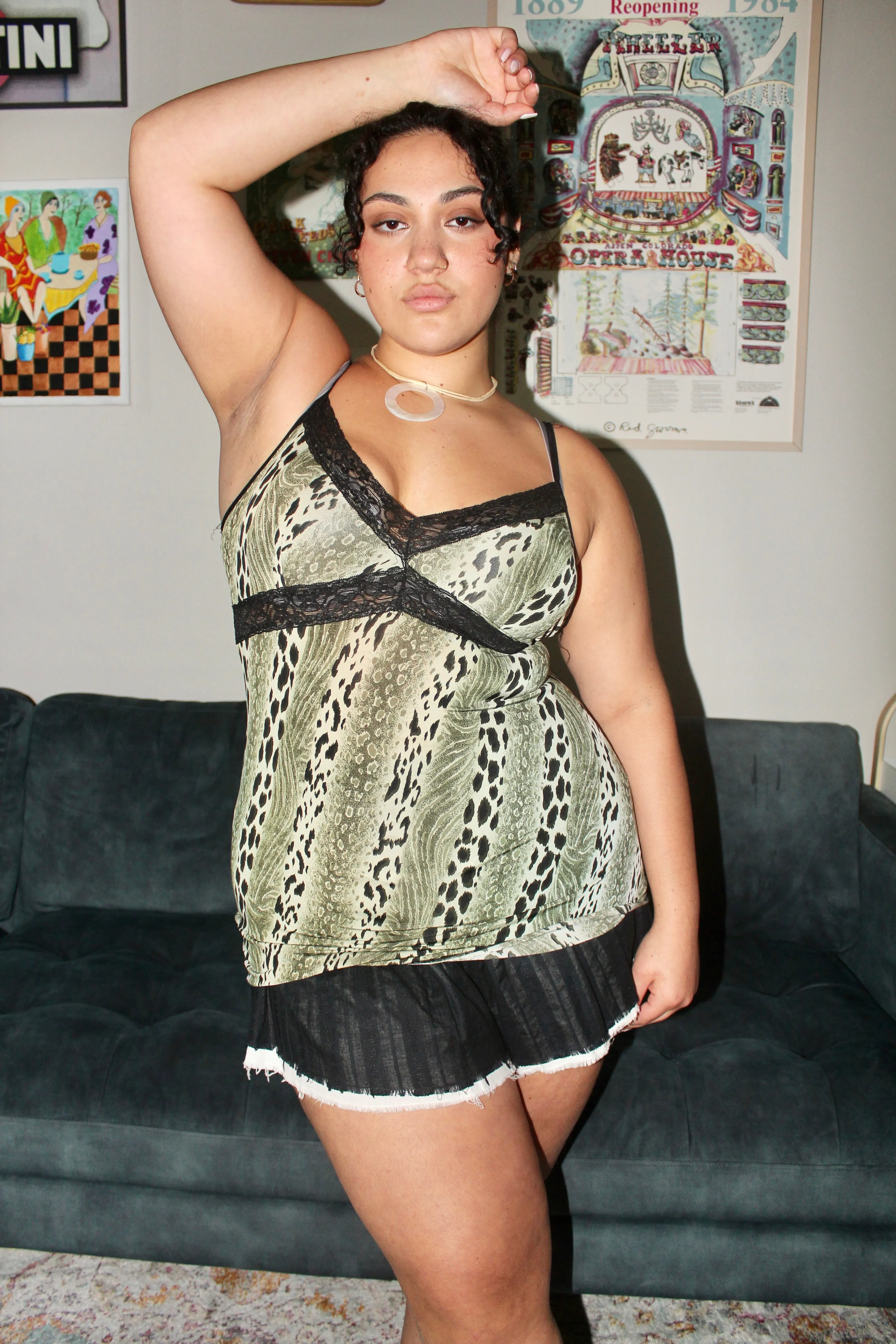 Vintage 90s Green Lace Cami (L)