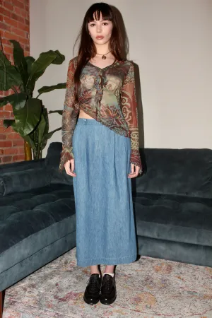 Vintage 90s Mom Denim Midi Skirt (S)