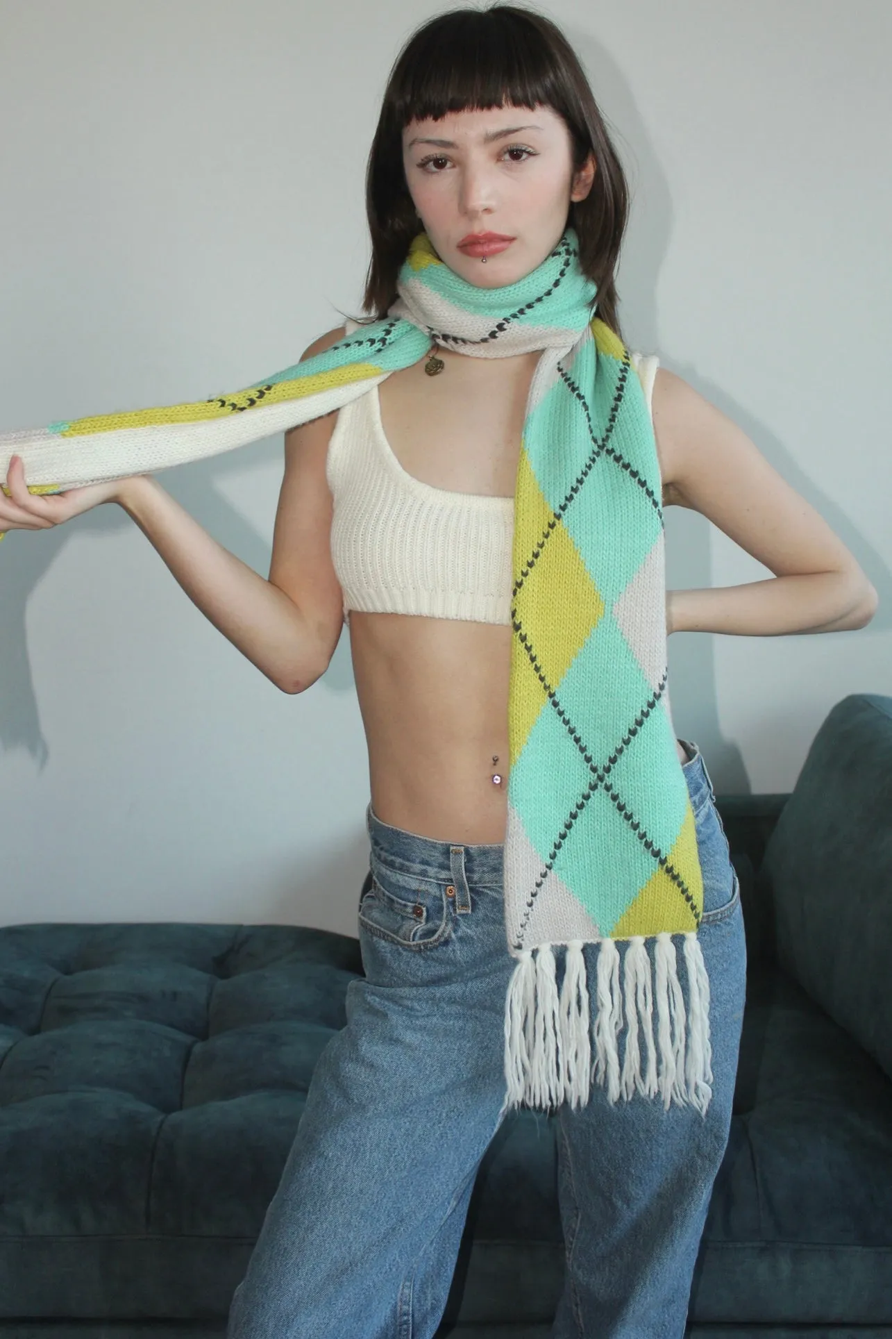 Vintage Retro Argyle Scarf