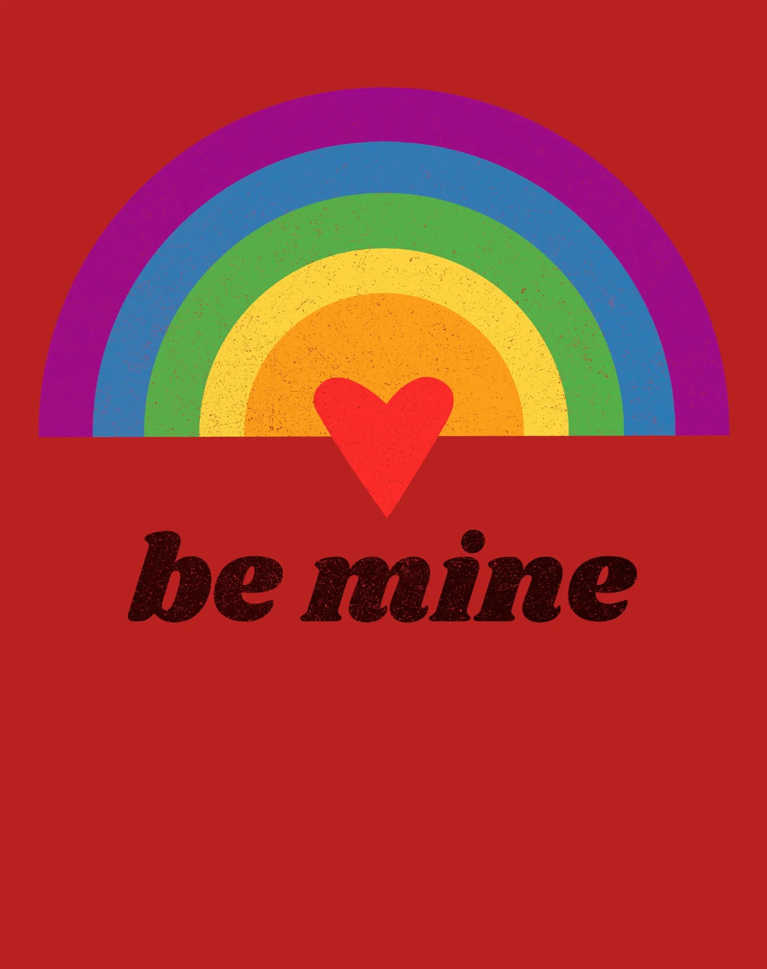 Vintage Valentine Rainbow Heart Be Mine Men's T-shirt