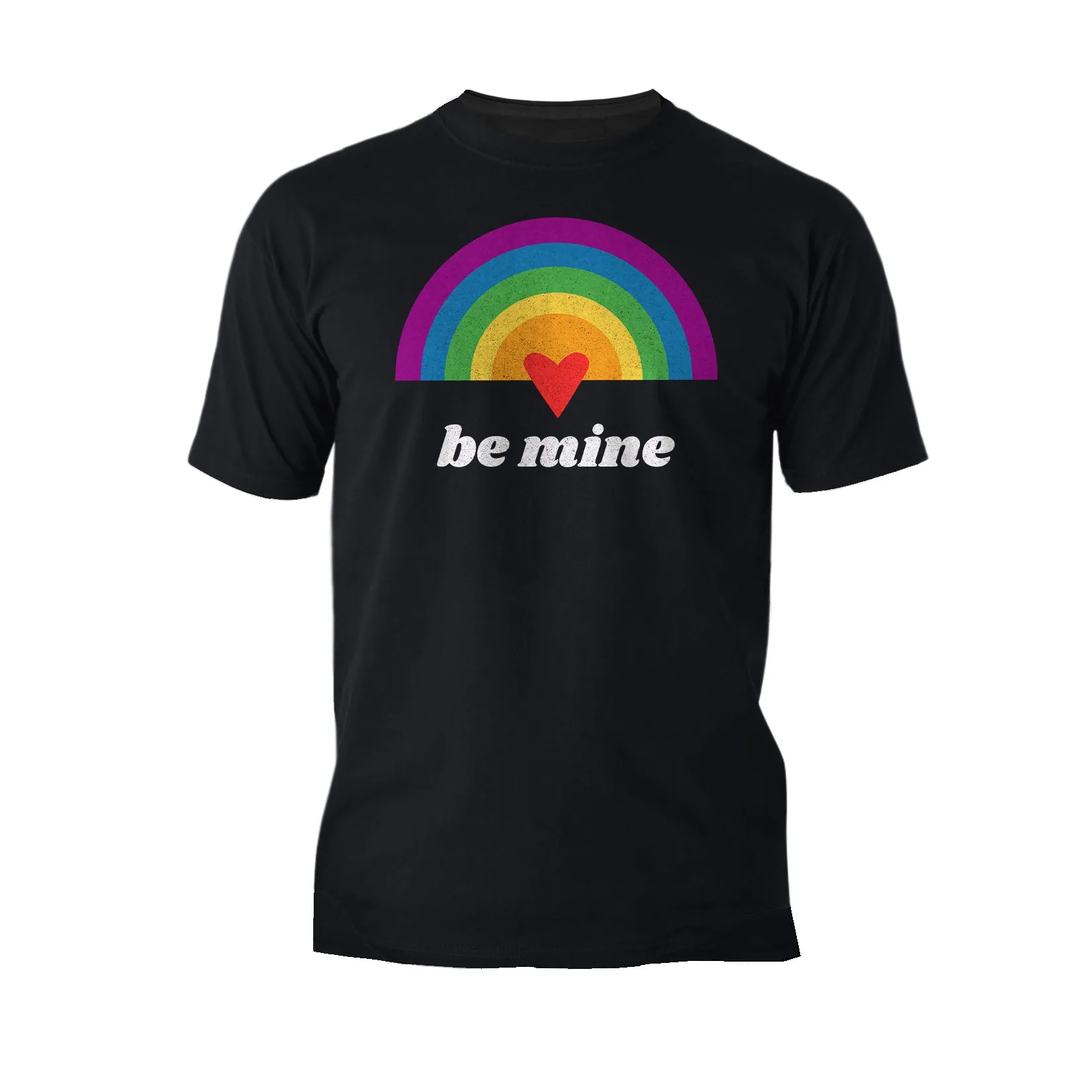 Vintage Valentine Rainbow Heart Be Mine Men's T-shirt