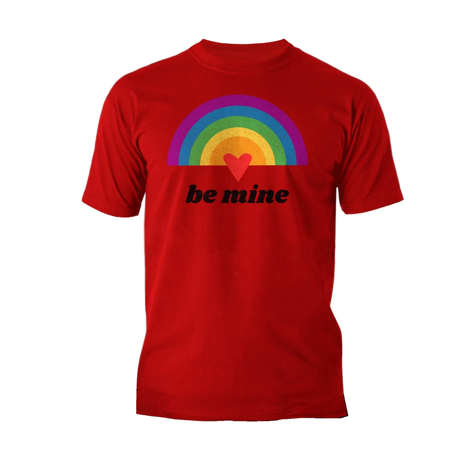 Vintage Valentine Rainbow Heart Be Mine Men's T-shirt