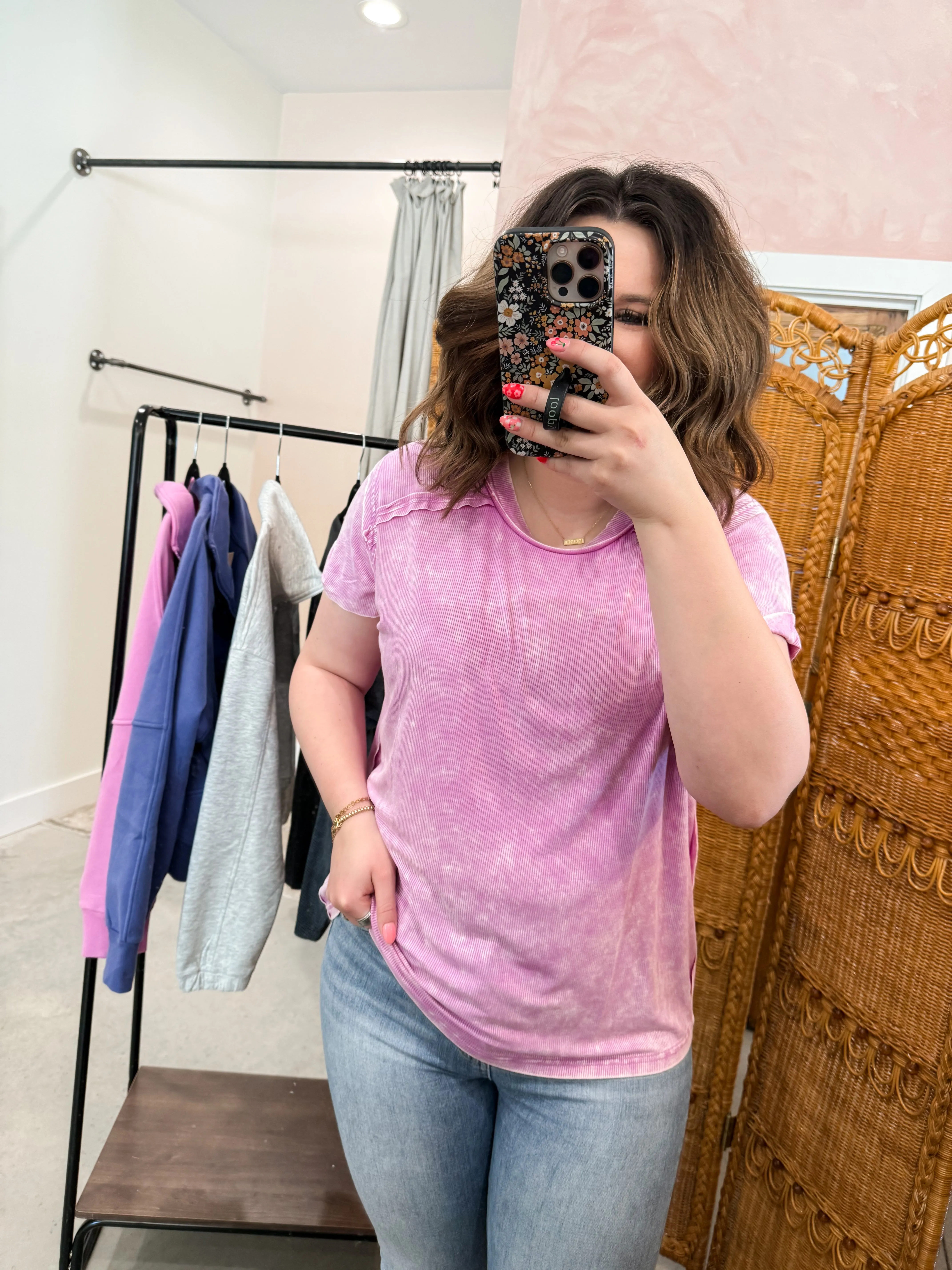 Washed Ribbed Short Sleeve
