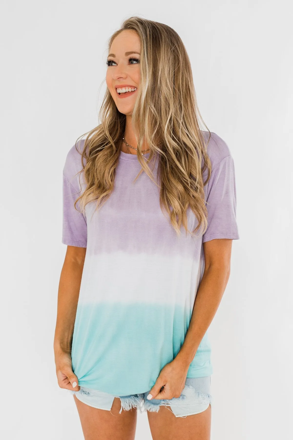 Watching The Sunset Ombre Top- Purple & Blue