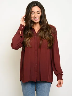 WOMEN'S BUTTON UP LONG SLEEVE TOP