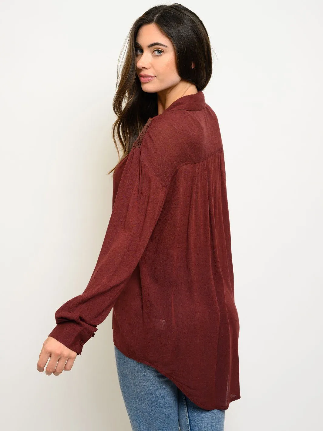 WOMEN'S BUTTON UP LONG SLEEVE TOP