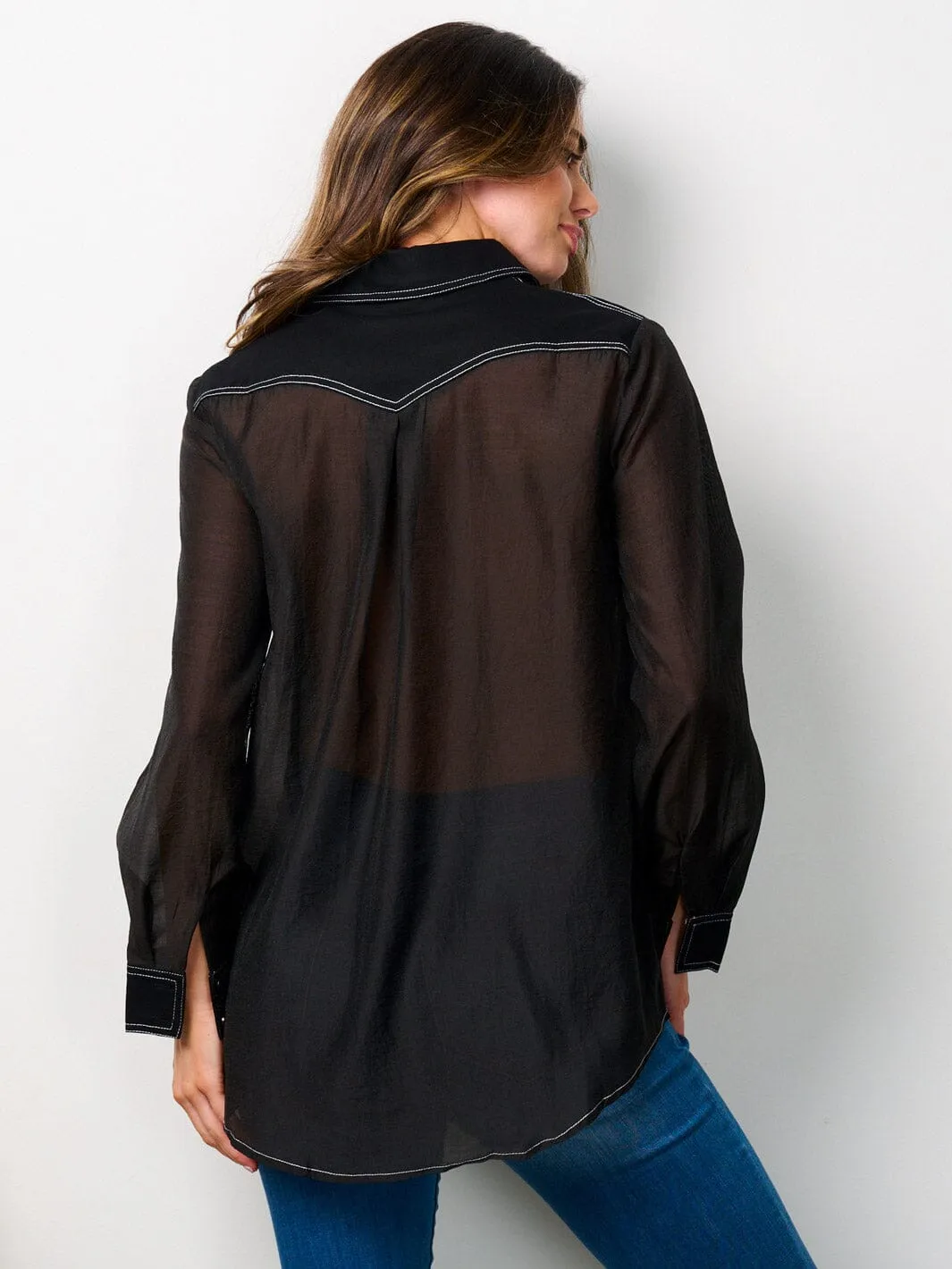 WOMEN'S LONG SLEEVE BUTTON UP FRONT POCKETS BLOUSE TOP