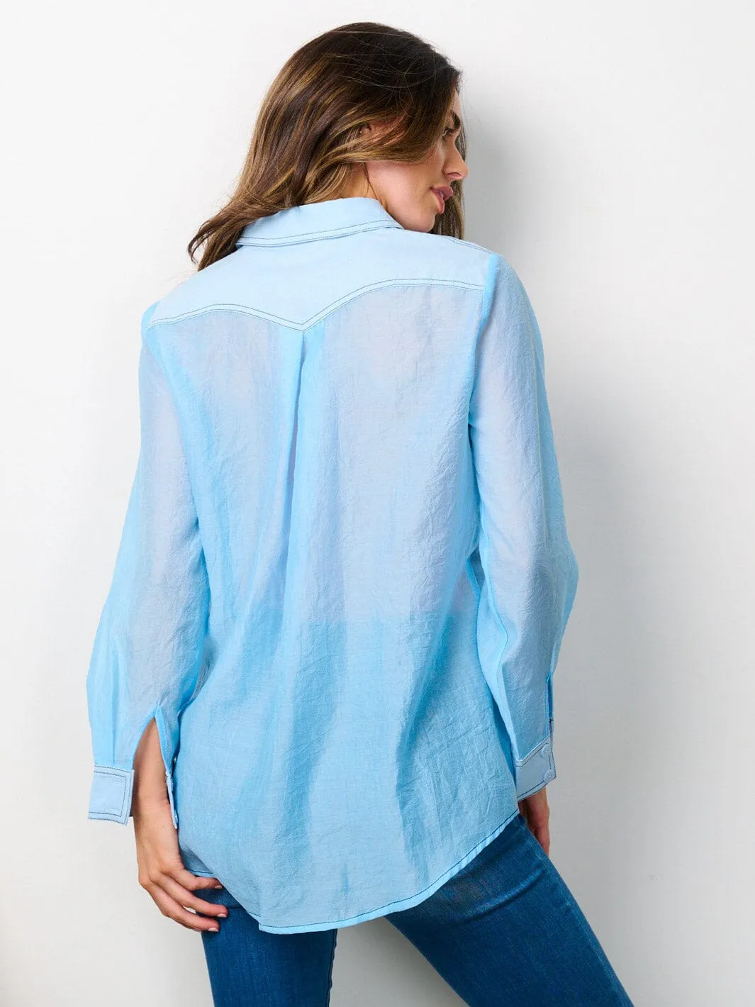 WOMEN'S LONG SLEEVE BUTTON UP FRONT POCKETS BLOUSE TOP