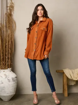 WOMEN'S LONG SLEEVE BUTTON UP OVERSIZED TOP