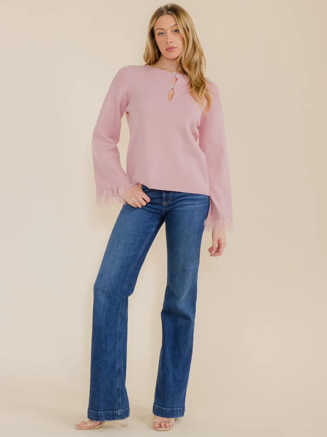 WOMEN'S LONG SLEEVE TRIM DETAILED BUTTON UP BLOUSE