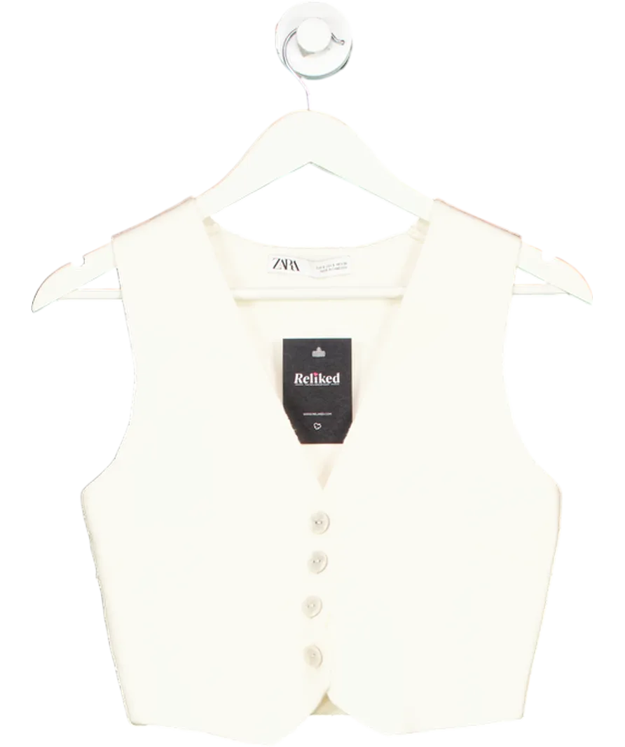 ZARA Cream Buttoned Knit Vest Top UK S