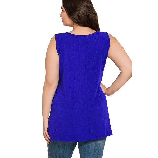Zenana Black Sleeveless Side Split Tank Top RT8187