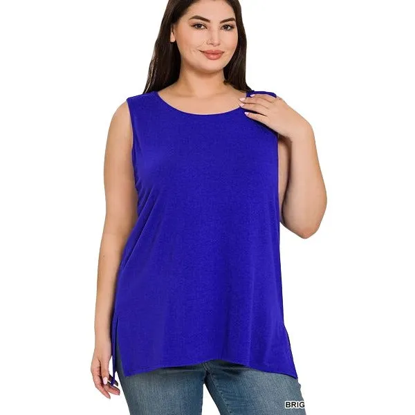 Zenana Black Sleeveless Side Split Tank Top RT8187